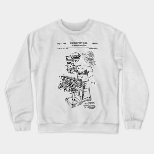 Old Bridgeport Mill Machine Patent 1962 cnc machinist gift Crewneck Sweatshirt